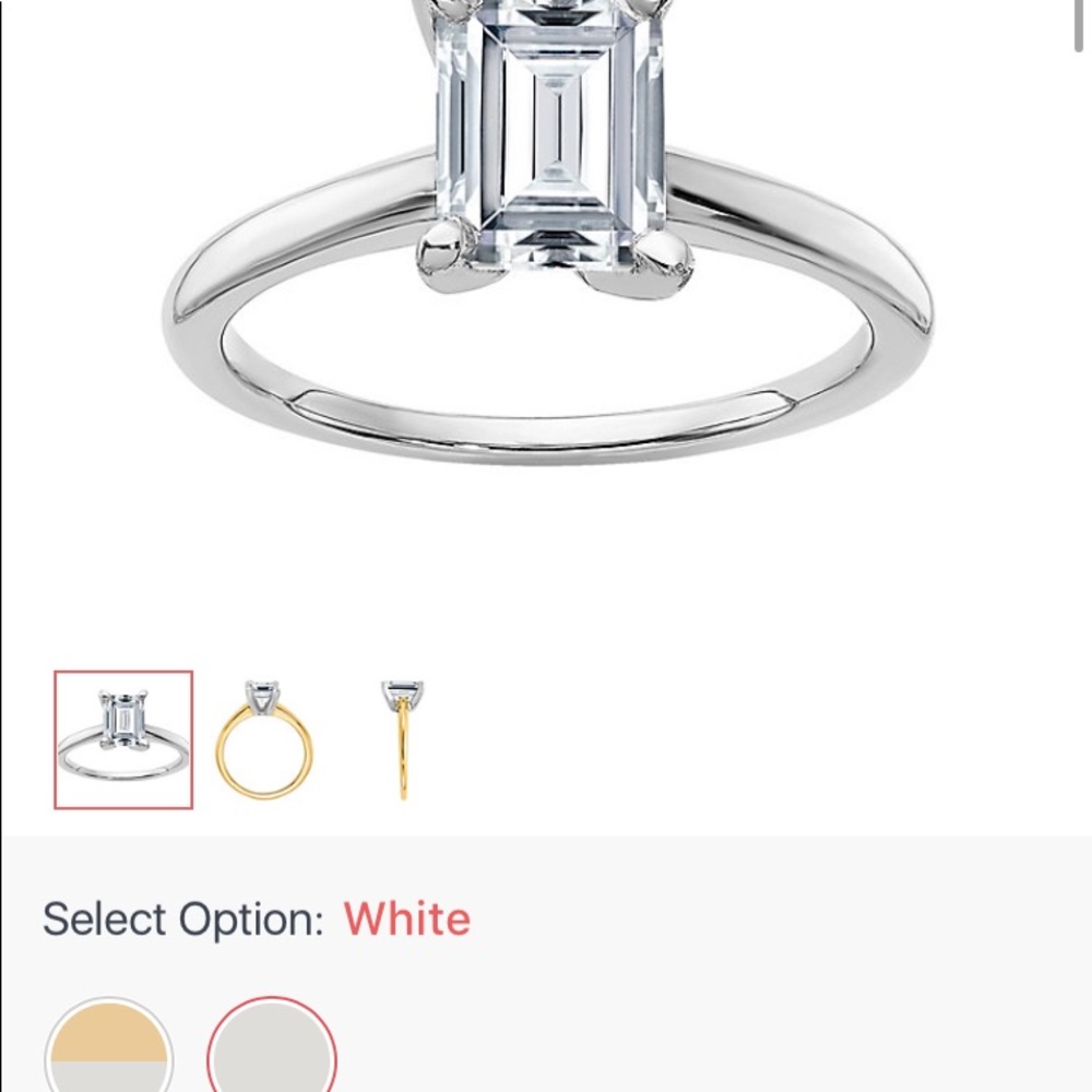 14kt white gold Moissanite emerald cut ring